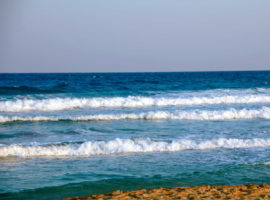 Bright blue beach in Bafra, Cyprus