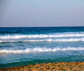 Bright blue beach in Bafra, Cyprus