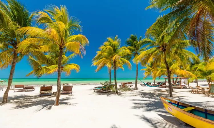 Tropical beach setting on Isla Holbox, Mexico