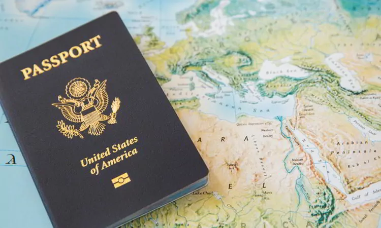 US Passport on the world map