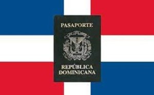 A flag of the Dominican Republic and a passport
