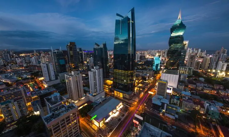 Panama City, Panama in the twilight