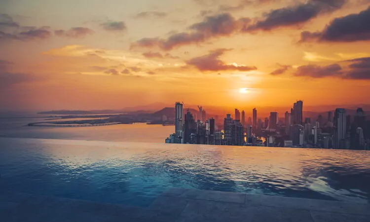 Panama City, Panama skyline at sunset
