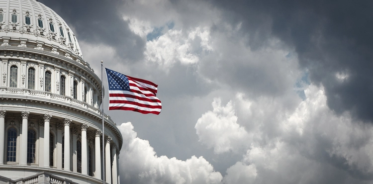 US Capitol and American waving flag. second passport