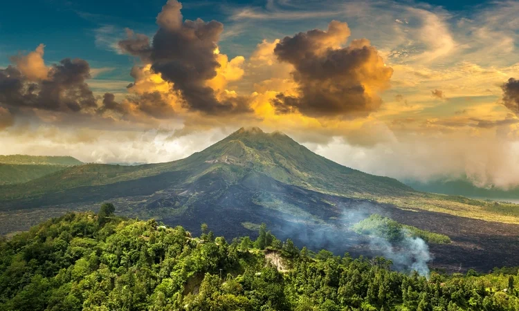 Volcano Batur in Bali. golden visa