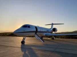 Private Jet in airport. disaster strikes