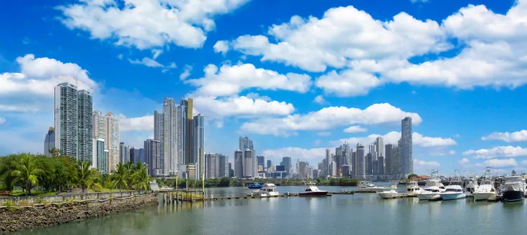 Panoramic view of skyline of Panama City downtown and financial center. inside panama