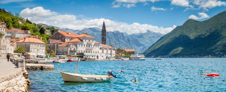 Historic town of Perast at Bay of Kotor in summer, Montenegro. golden visa options