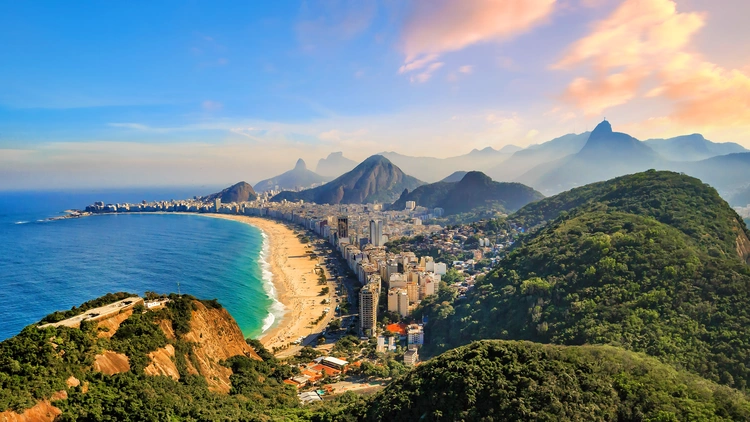 Copacabana Beach and Ipanema beach in Rio de Janeiro, Brazil. Resilient Country