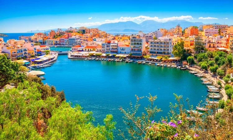 Aerial view of Agios Nikolaos, Crete, Greece