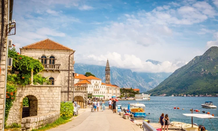 A Mediterranean landscape. Mountains near town Perast, Kotor Bay Montenegro