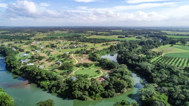 Aerial view of Carmelita, Belize