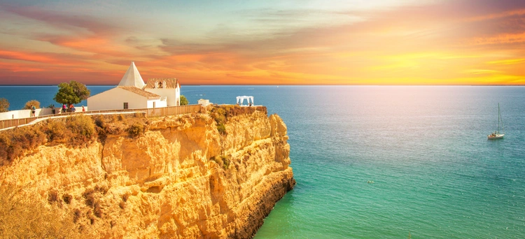 Capela de Nossa Senhora da Rocha, Sunset, Algarve, Portugal. world class health