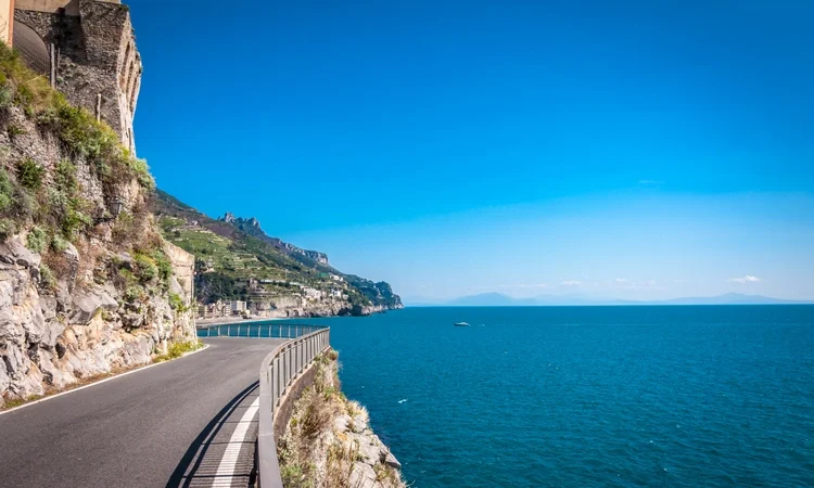 Scenic coastal road near Maiori, Amalfi Coast, Italy