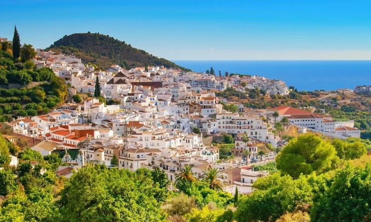 Beautiful arial view on famous white spanish village Frigiliana, Andalusia, Spain