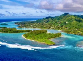 Cook Islands, Rarotonga Muri beach aerial view